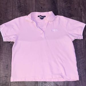 pink collared shirt